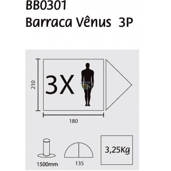 Barraca Guepardo Vênus Ultra Laranja/Verde - 3 Pessoas