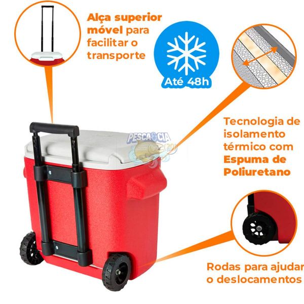 Caixa Térmica Coleman Com Rodas 16QT Vermelha