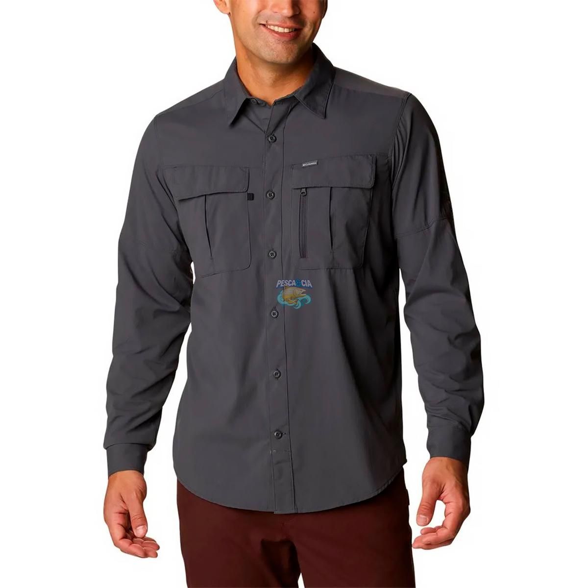 Camisa Columbia M/L Newton Ridge II Cinza Escuro GG