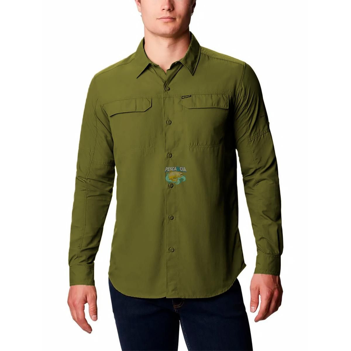 Camisa Columbia M/L Silver Ridge II Stone Green P