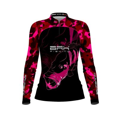 Camisa De Pesca Feminina BRK Fishing Tucunaré Rosa UV50 Tam. Baby Look G