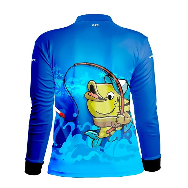 Camisa De Pesca Infantil BRK Tucunaré Azul UV50 Tam. G