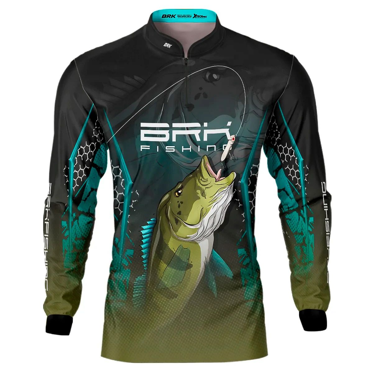 Camisa De Pesca Masculina BRK Azul/Preta Tucunaré Azul UV50 Tam. G1