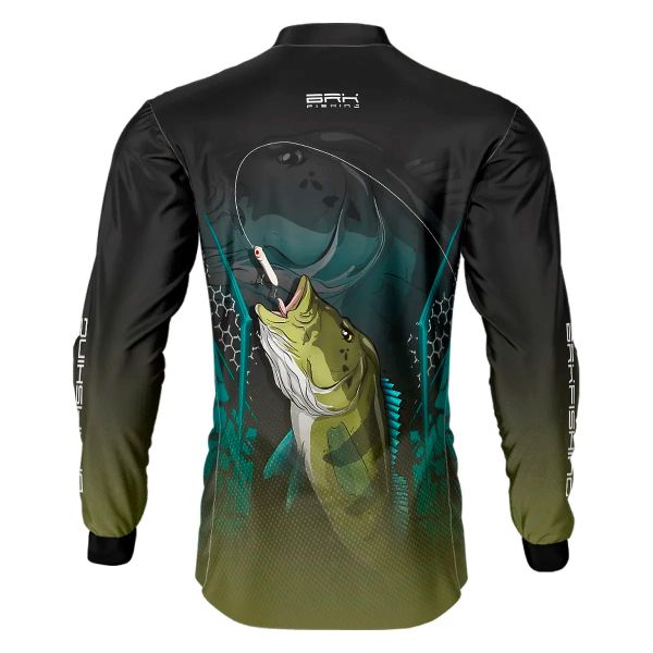 Camisa De Pesca Masculina BRK Azul/Preta Tucunaré Azul UV50 Tam. G1