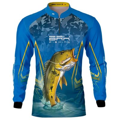 Camisa De Pesca Masculina BRK Tucunaré Amarelo Clara UV50 Tam. G1