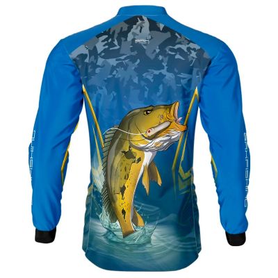 Camisa De Pesca Masculina BRK Tucunaré Amarelo Clara UV50 Tam. G2