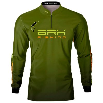 Camisa De Pesca Masculina BRK Verde Tucunaré Azul UV50 Tam. G