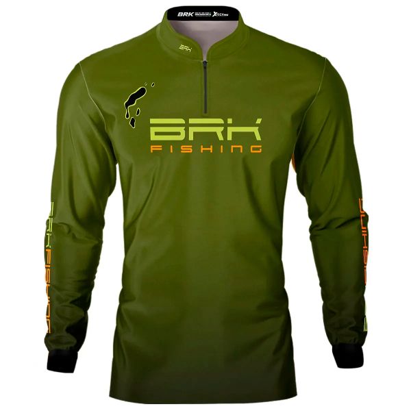 Camisa De Pesca Masculina BRK Verde Tucunaré Azul UV50 Tam. GG