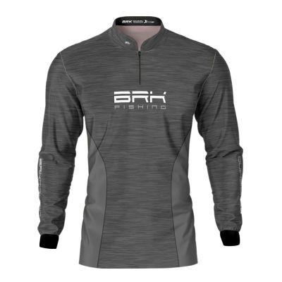 Camiseta De Pesca Masculina BRK Fishing Cinza Mesclado UV50 Tam. G1