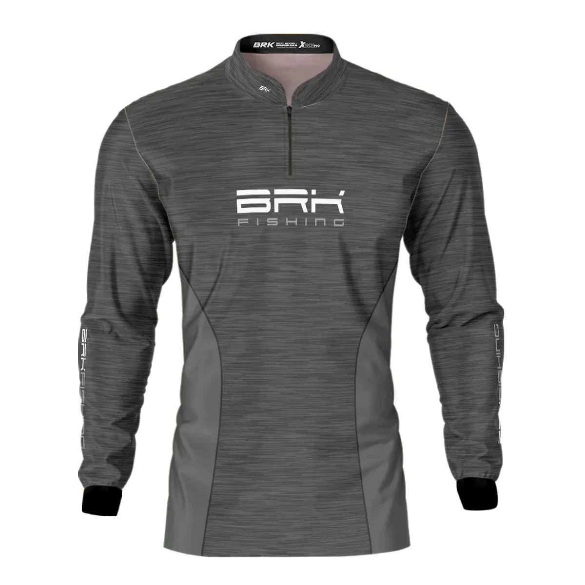 Camiseta De Pesca Masculina BRK Fishing Cinza Mesclado UV50 Tam. GG