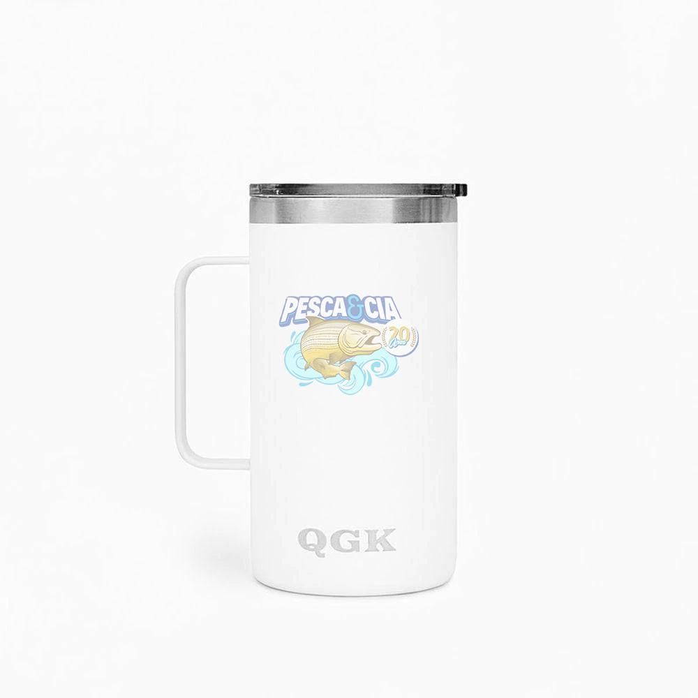 Caneca Termica Mug 24 OZ QGK Branco Com Tampa 709ml