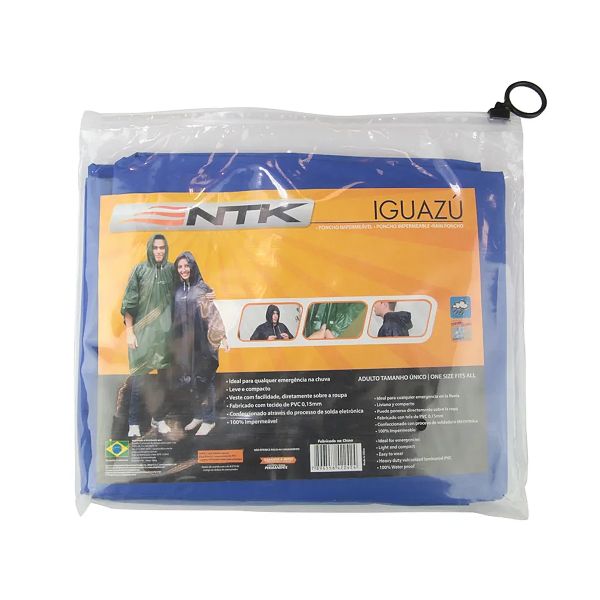 Capa de Chuva NTK Poncho Iguazu Adulto Azul Ref. 540100-AZ