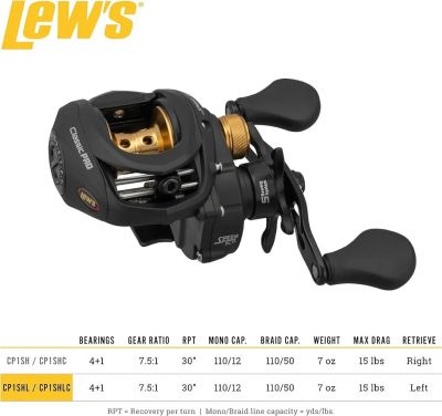 Carretilha Lews Tournament PRO Speed Spool TP1SH 11R DIRE - Drag 6,3Kg 11Rol