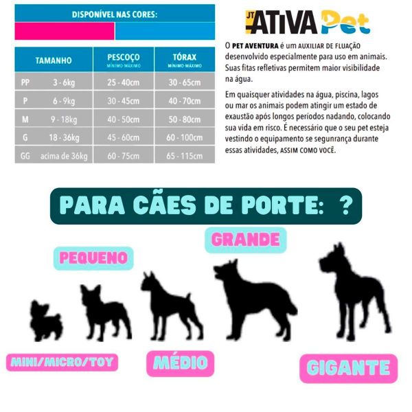 Colete Salva Vida Ativa Pet Aventura Rosa G - 18 a 36kg