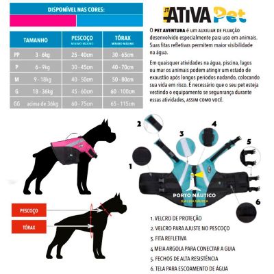 Colete Salva Vida Ativa Pet Aventura Rosa GG - acima de 36 kg