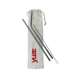 Conjunto Canudos Yuze Reutilizáveis Aço Inox Silver Ref. 4168