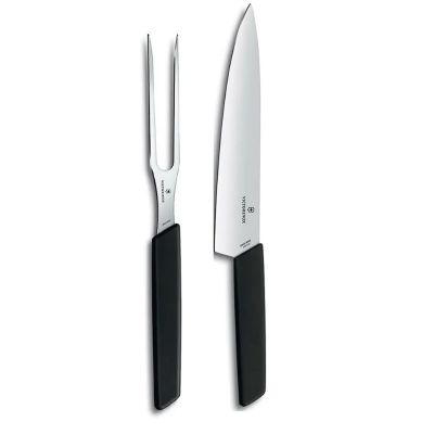 Conjunto Faca e Garfo VictorInox Swiss Modern Black Carving  