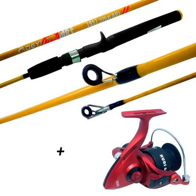 Kit Vara Max Bull Sfs1502m Amarela 8-17lb + Molinete Pesca Brasil Rubi 2000