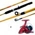 Kit Vara Max Bull Sfs1502m Amarela 8-17lb + Molinete Pesca Brasil Rubi 2000