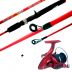 Kit Vara Deyu Max Bull Sfs1502m Vermelha 8-17lb + Molinete Pesca Brasil Rubi 2000