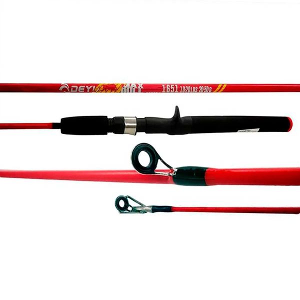 Kit Vara Deyu Max Bull Sfs1502m Vermelha 8-17lb + Molinete Pesca Brasil Rubi 2000