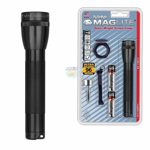 Lanterna Mini Maglite Preta com acessórios 