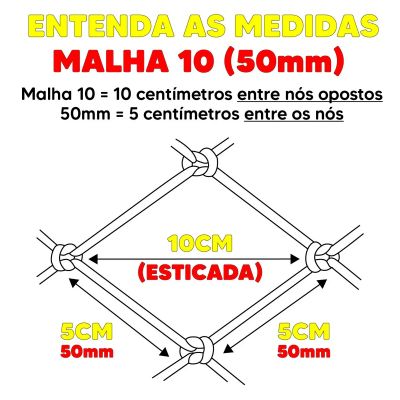 Rede de Pesca DJR Malha 10/ Fio 0.40mm/ Altura 4,8m/ Comp. 50m 