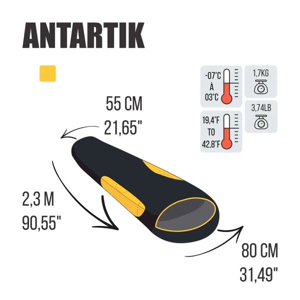 Saco De Dormir Antartik NTK -7C a -3C Preto/Laranja