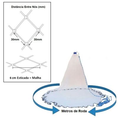 Tarrafa Malha 1,2cm / Fio 210/6  / Altura 2,50m / Boca 20m